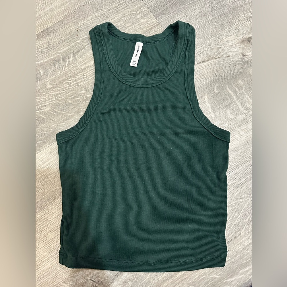 Sunday Best Forest Green Ribbed Top